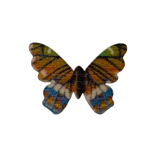 Button - 25mm Wooden Butterfly - Brown
