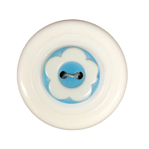 Button - 13mm Flower - Cyan Blue