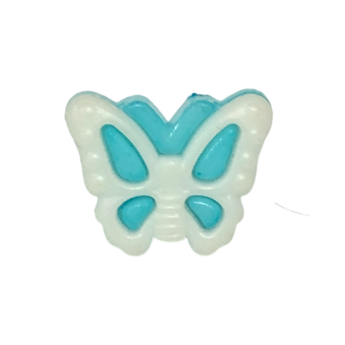 Button - 15mm Butterfly - White/Cyan