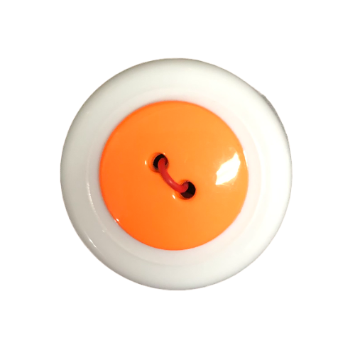 Button - 20mm Round Shiny Fluro Orange